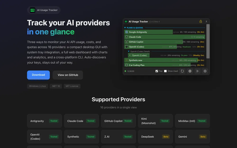 AI Usage Tracker, live at aiusagetracker.outerstellar.net